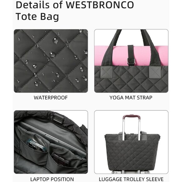 Stylish Nylon Tote Bag with Faux Leather Handles - Perfect for Gym & Travel - Picture 4 of 7